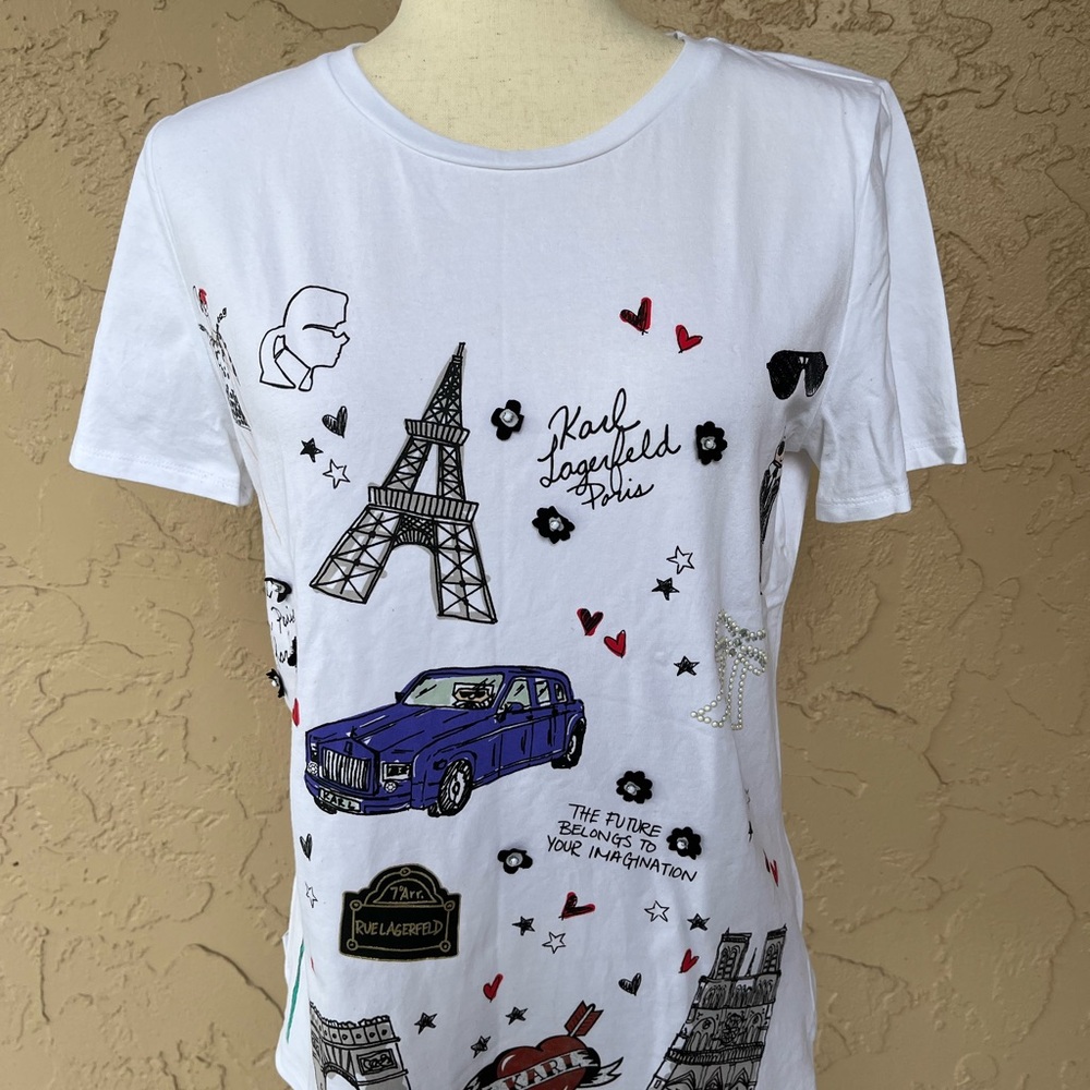 Karl Lagerfeld White Crewneck Tee